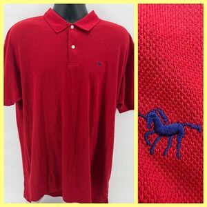 Vtg 80s Sears The Mens Store Unicorn Polo Shirt XL Red Short Sleeve Taiwan ROC